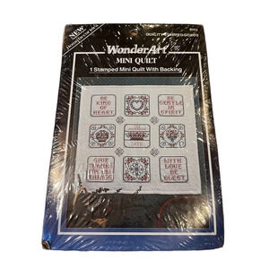 Wonderart Stamped Embroidery Mini Heirloom Quilt Kit Kind Gentle Love 9103